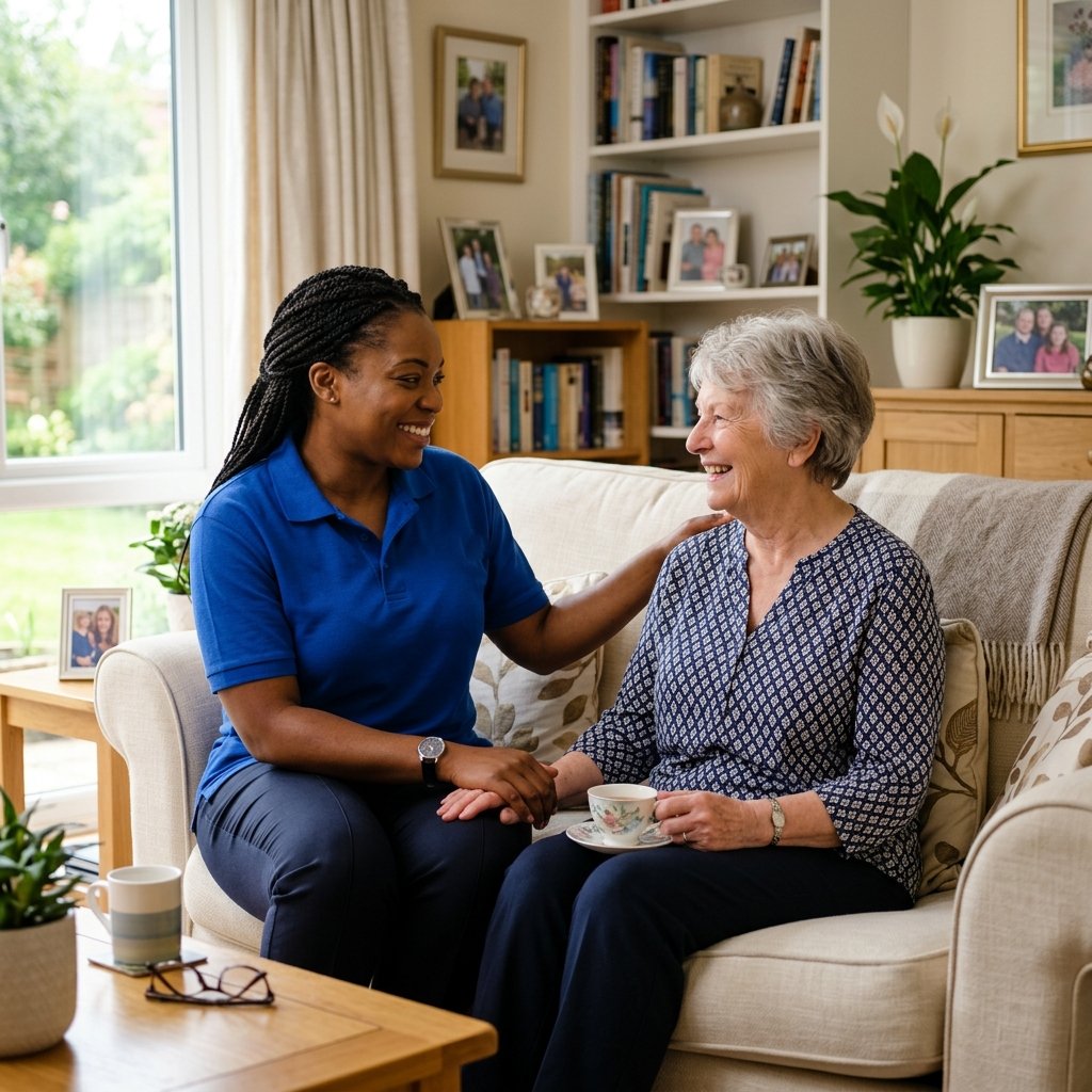 Caregiver with senior client at home