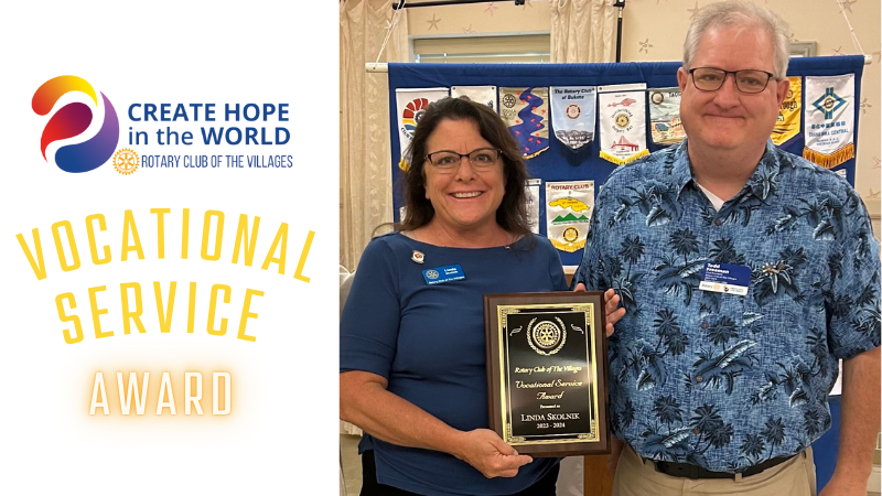 Linda Skolnik and Todd Rotary Club of The Villages Vocational Award