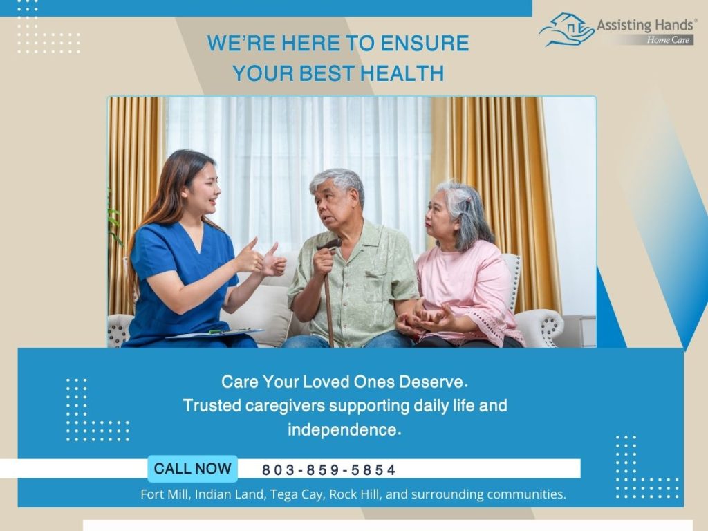caregiver helps senior at home