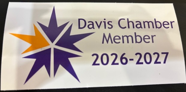 Davis Chamber of Commerce Member 2026–2027 sign displayed, representing local business membership in Davis County, Utah.