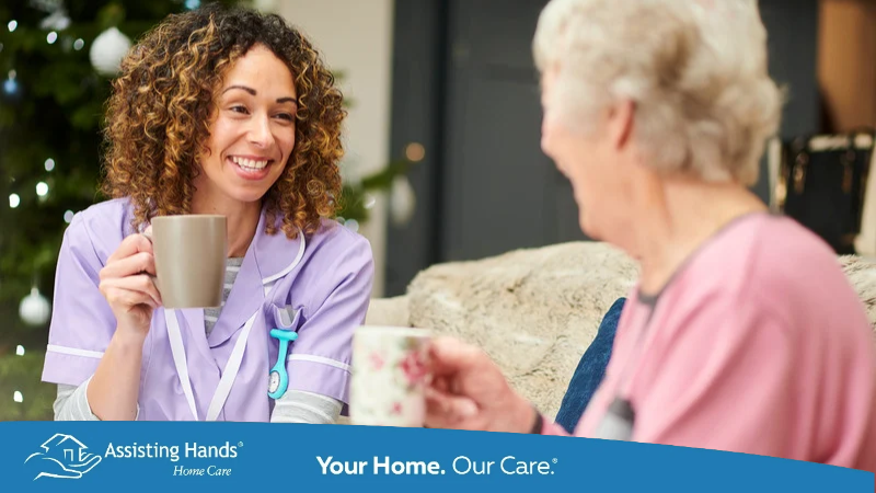 Assisting Hands Home Care caregiver providing companionship to a senior client in Fort Myers, FL