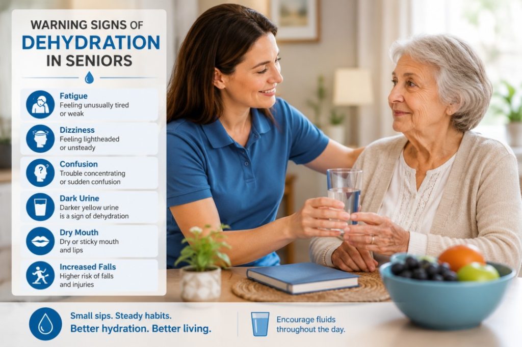 Dehydration signs and senior care tips