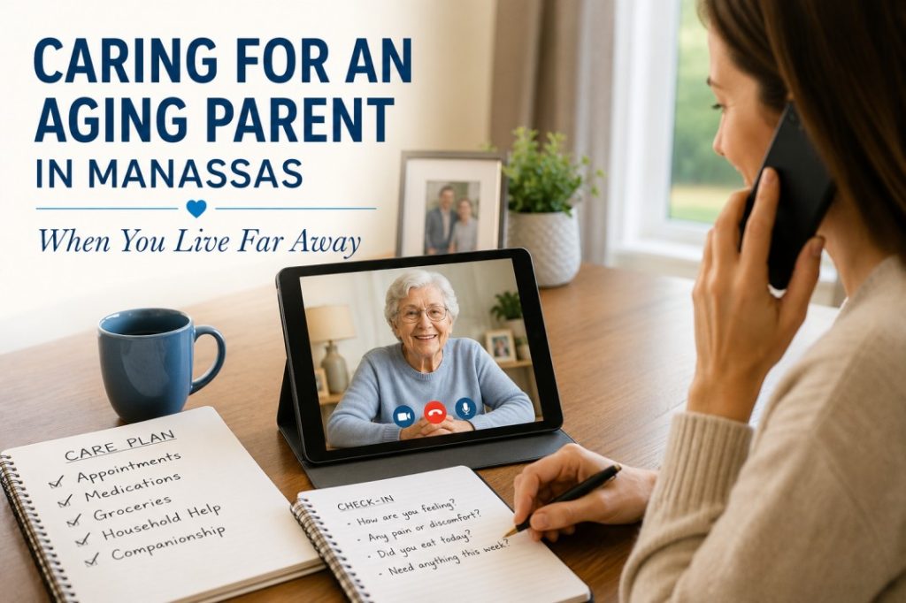 Senior talk on video call with daughter