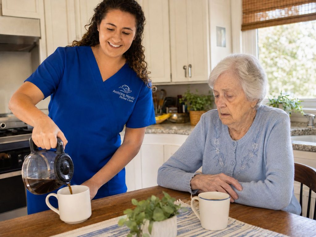 coffee for senior woman who has dementia