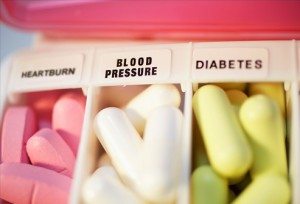 blood pressure medications in a pill tray