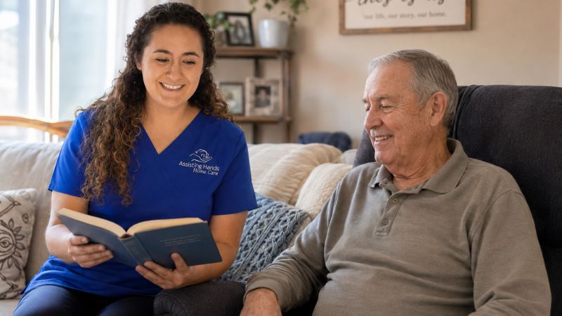 Assisting Hands Companion Caregiver with Senior Woman