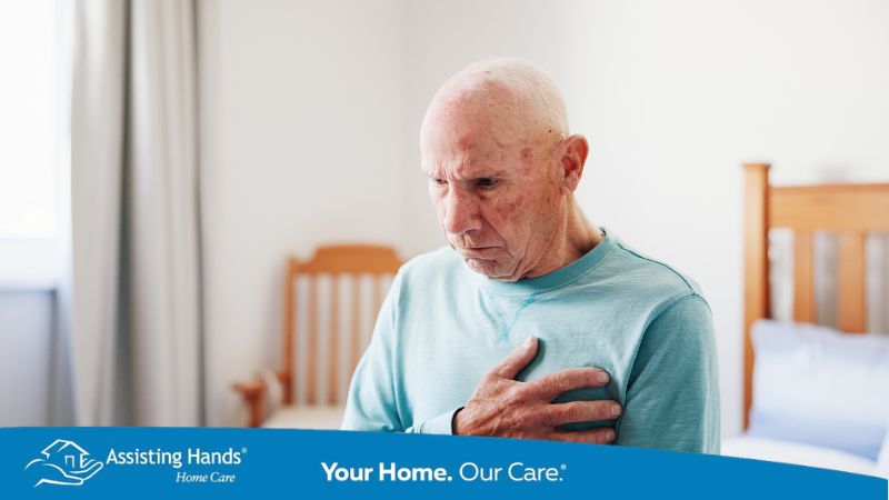senior man facing discomfort and experiencing chest pain symptoms