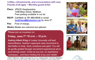 JF&CS Memory Cafe invitation for June, 2024