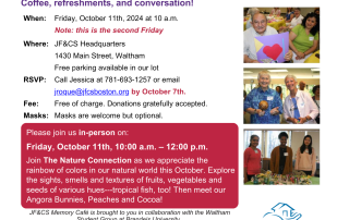 JF&CS Memory Cafe invitation for Oct, 2024