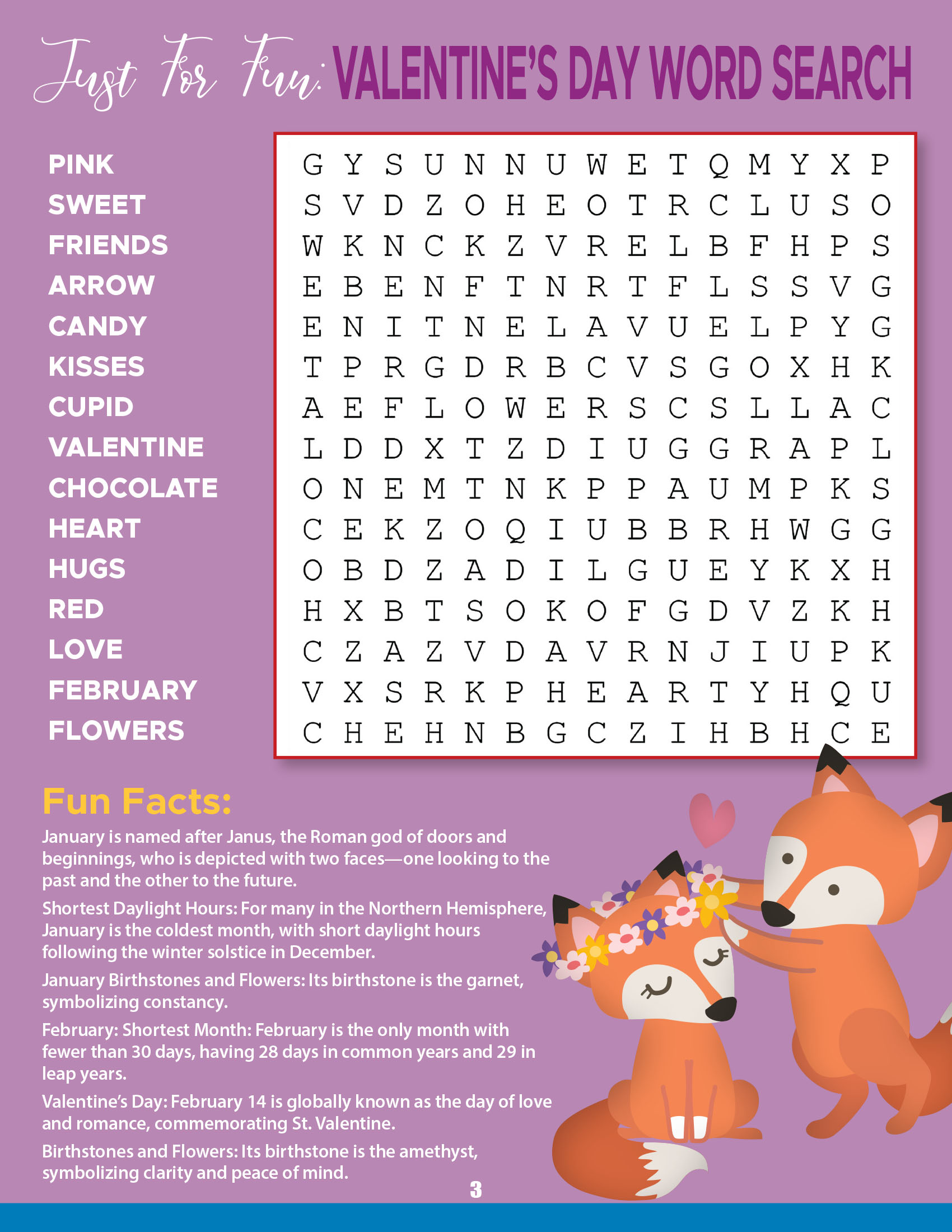 valentines day word search