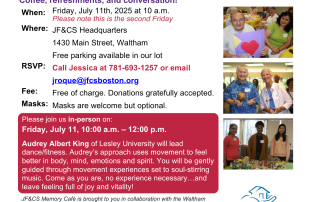 July 2025 JF and CS Memory Cafe flyer