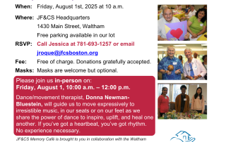 August 2025 JF and CS Memory Cafe flyer