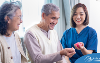 A caregiver provides home care services to manage arthritis.