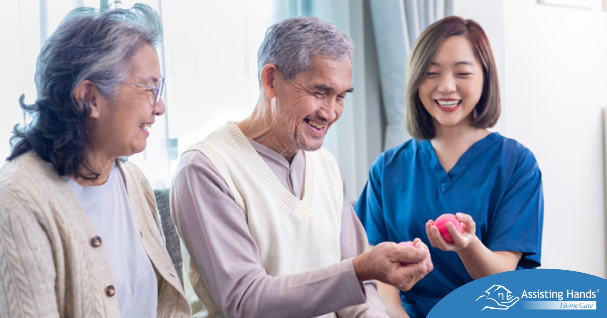 A caregiver provides home care services to manage arthritis.
