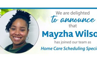 Announcement graphic welcoming a new home care scheduling specialist to the team