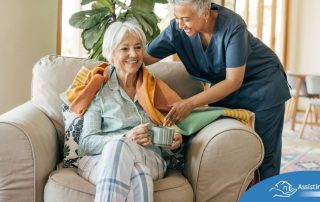 An aide provides home health care support for chronic conditions