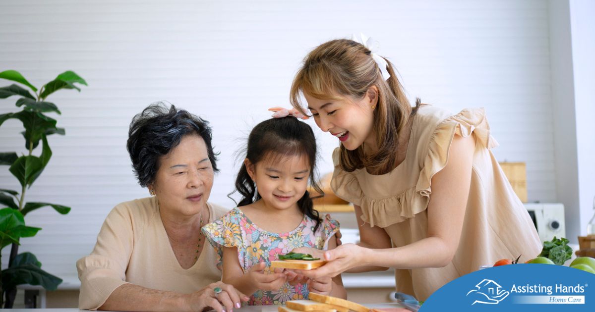 A sandwich generation caregiver in action.