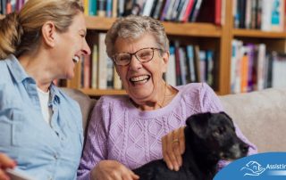 Through dementia care at home, a caregiver provides support to a senior.