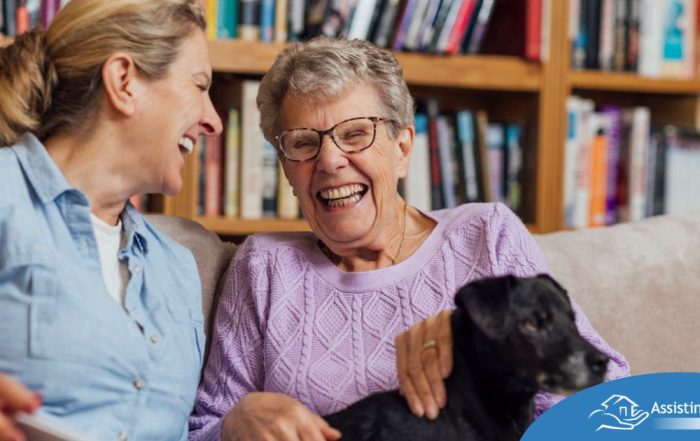 Through dementia care at home, a caregiver provides support to a senior.