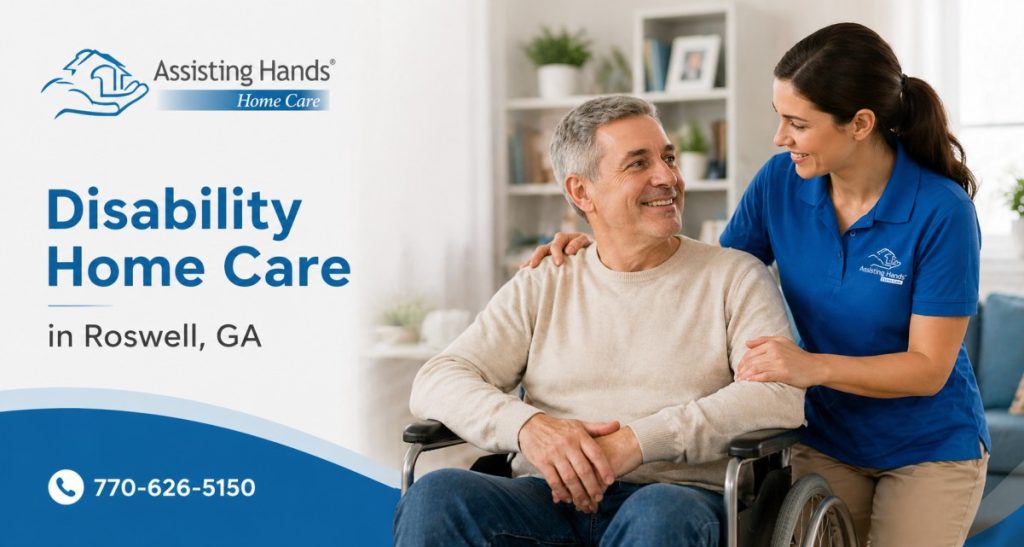 Caregiver providing disability home care support