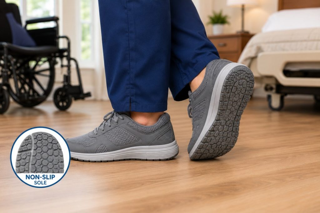 Non-slip footwear in a healthcare setting