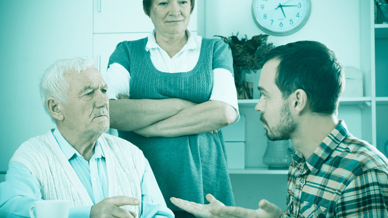 Senior parents having a fight with son
