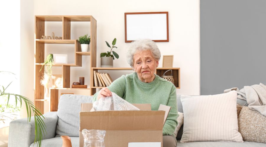 a dementia old woman collecting old things