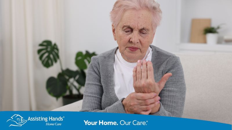 senior woman performing wrist excercise to improve the grip strength