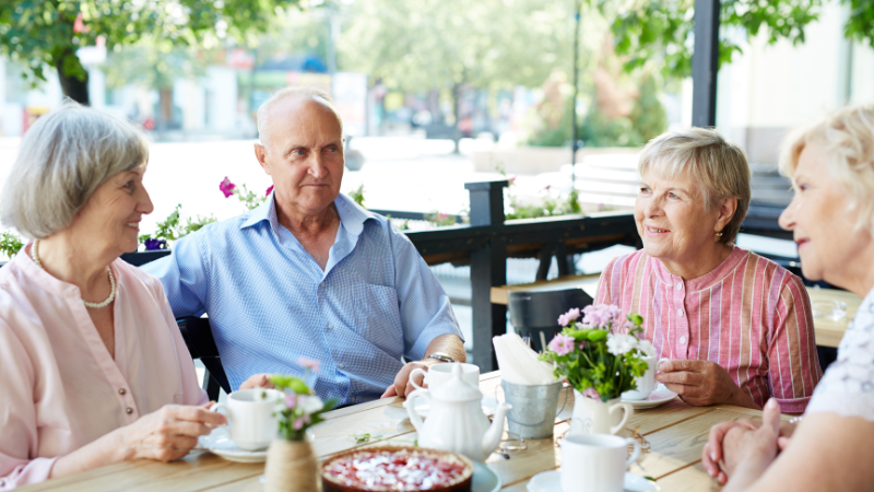 Elderly friends and family
