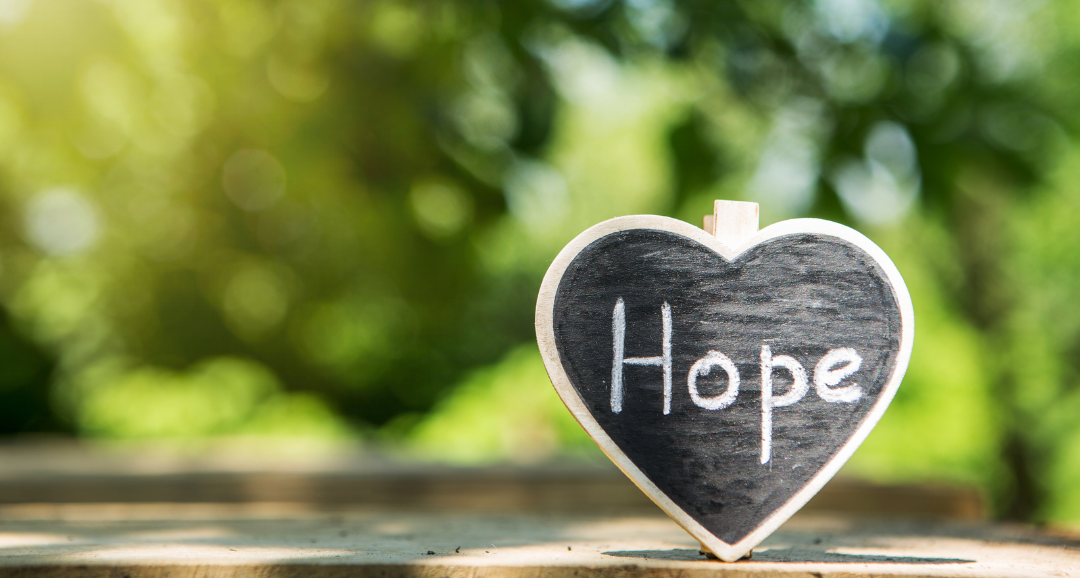 Hope message with beautiful green background