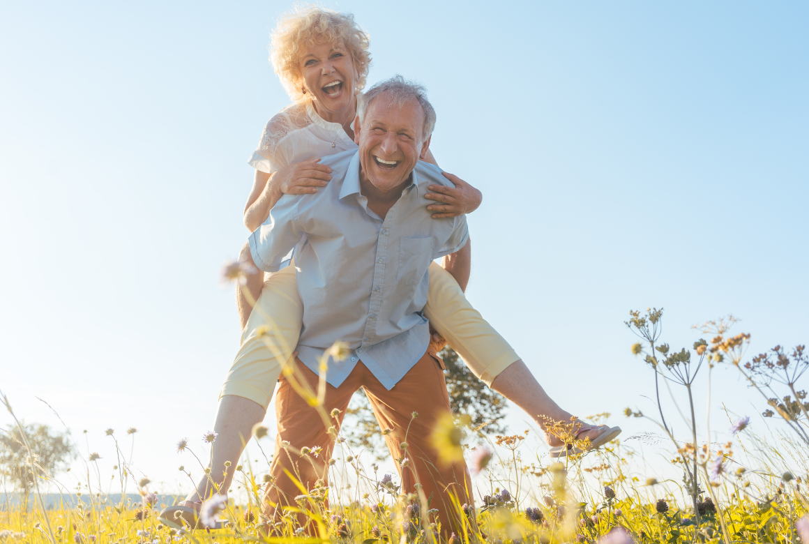 senior couple outdoors in springtime